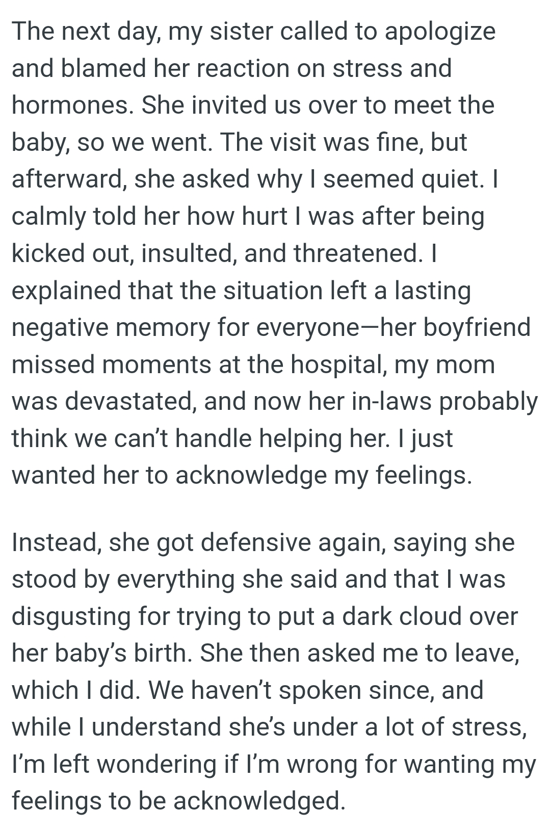She said the OP was disgusting for trying to put a dark cloud over her baby’s birth