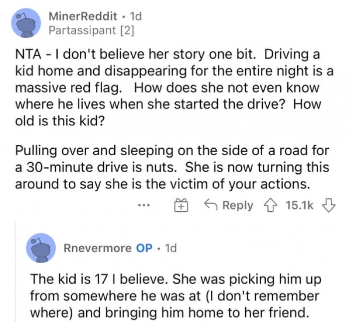 But they don't buy her story