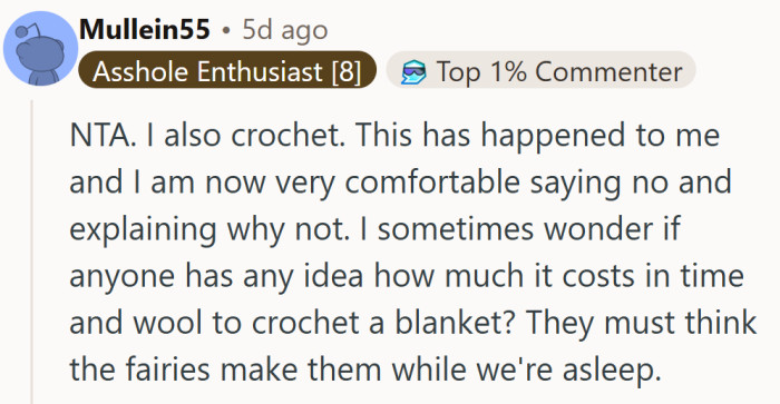 Crocheters everywhere just nodded in unison. No, the blankets don’t make themselves while we sleep.