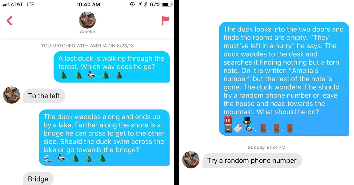 How One Tinder Guy's 'Duck Story' Secured A Girl's Number with Ease