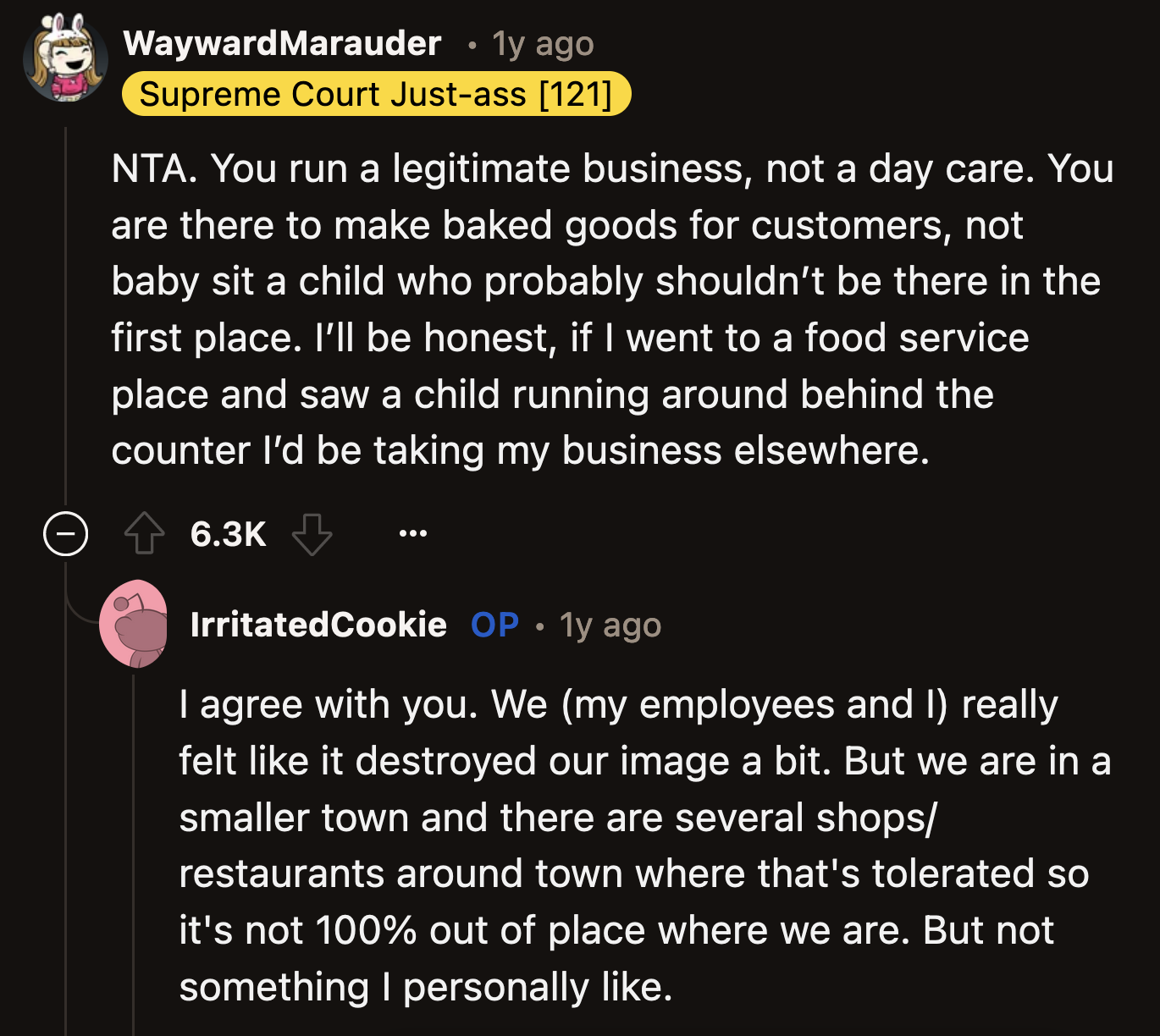 OP and Her Employees Felt Having an 11-Year-Old Run Around Their Shop Could Negatively Affect Their Reputation.