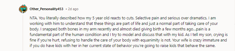 Selective pain and serious over-dramatics.