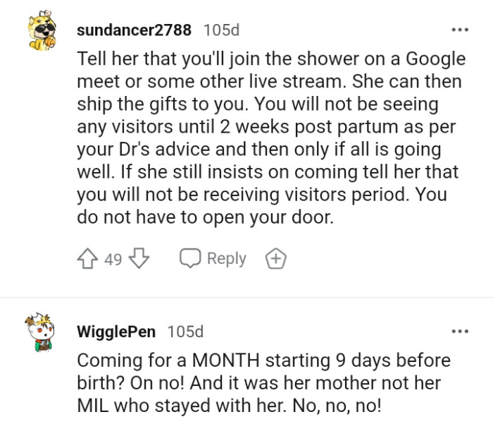 The OP doesn't have to open her door if she should come