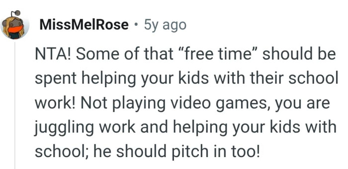 OP is juggling work and helping her kids