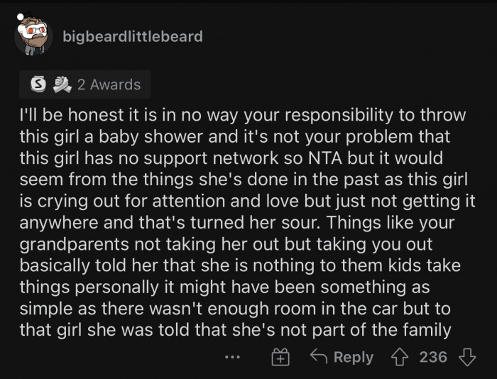 OP's stepsister is crying out for attention and love but is not getting any.