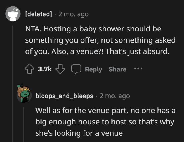Exactly how many people is she planning to invite for the event to require renting a venue?