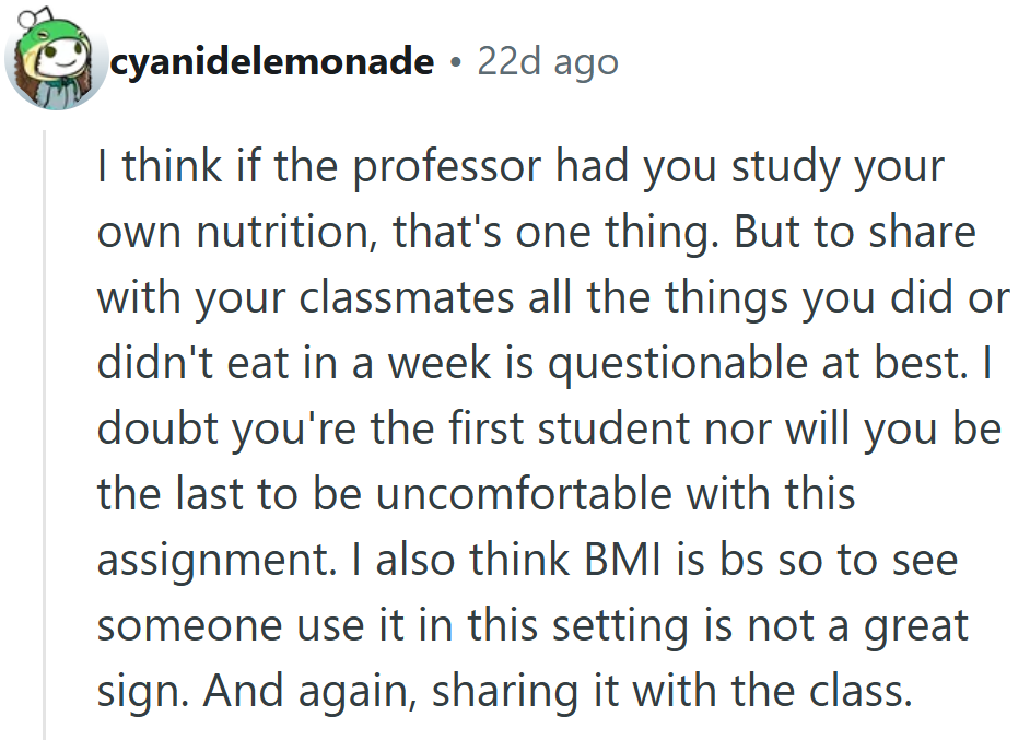 A rare moment of internet consensus: studying nutrition is fine, turning it into show-and-tell is not.