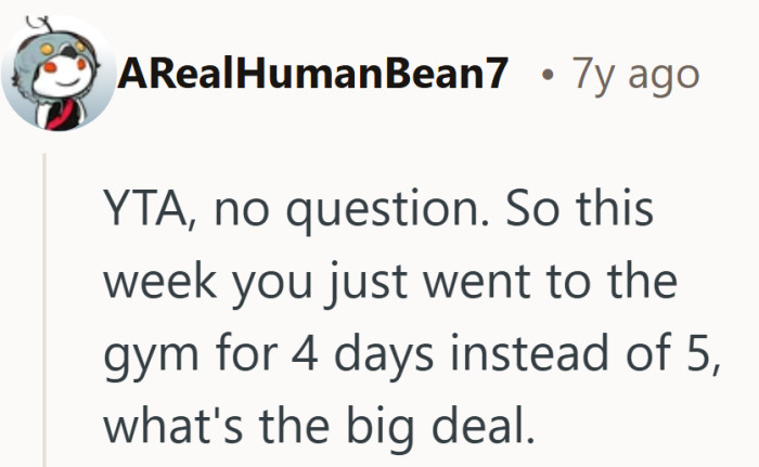 This pulls the focus back to proportion. Missing one day is not the same as giving something up entirely.