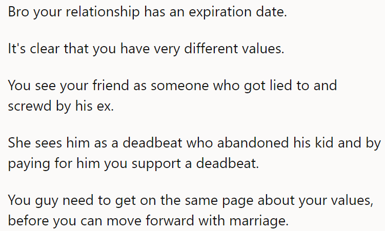 It's clear the OP and his girlfriend have different values