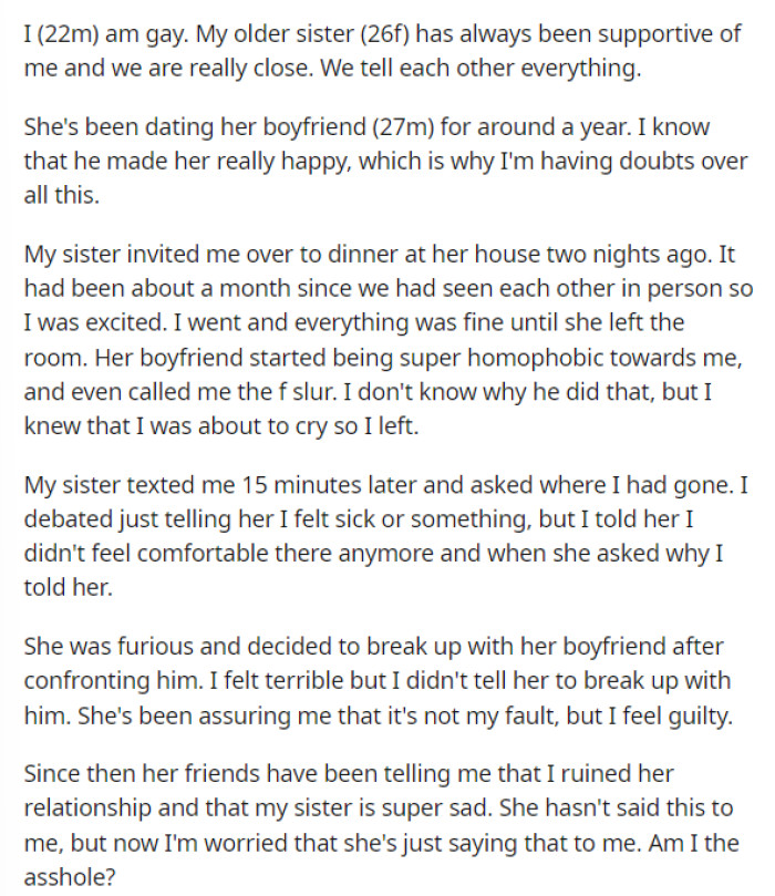 OP explains the situation with telling us about himself and what is going on with his sister's boyfriend.