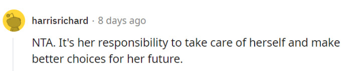 She can't expect her children to act as 