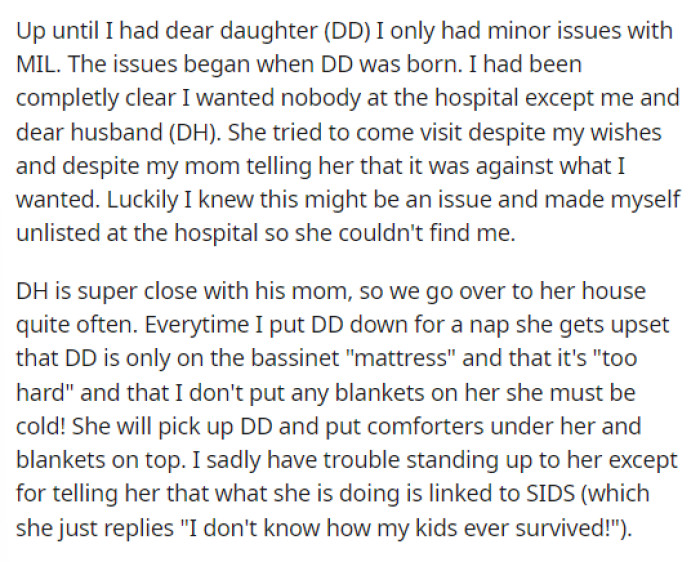 OP's post explains everything regarding the concerns she has with her MIL and her being around her baby.