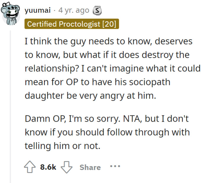 Decisions, dilemmas, and damn apologies—OP, you're caught in a web of complexity. NTA, but tread carefully through this sociopathic affair.