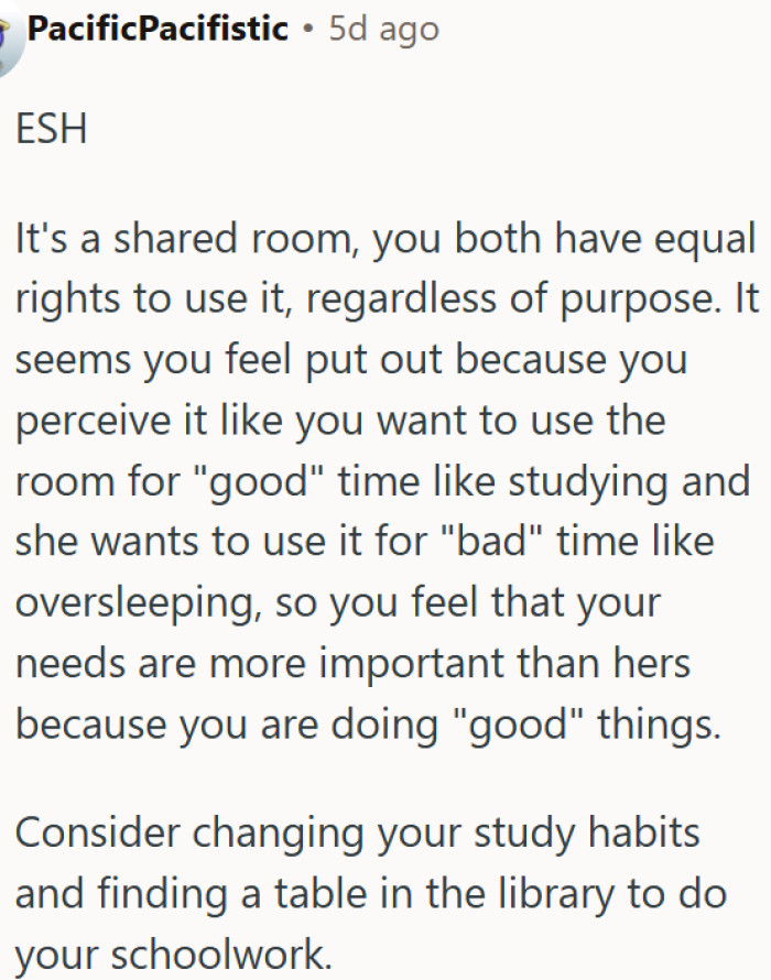 Both roommates are wrong in this shared space dispute