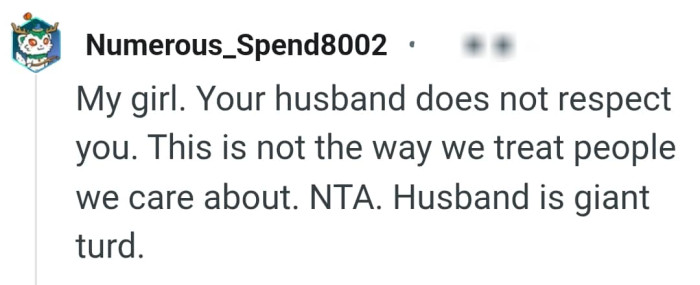 OP's husband does not respect her
