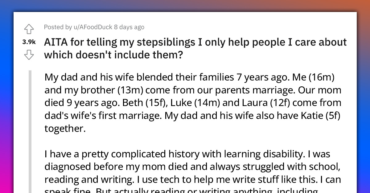 Redditor Tells Her Abusive And Belittling Stepsiblings She Doesn't Care About Them And Is Asked To Apologize