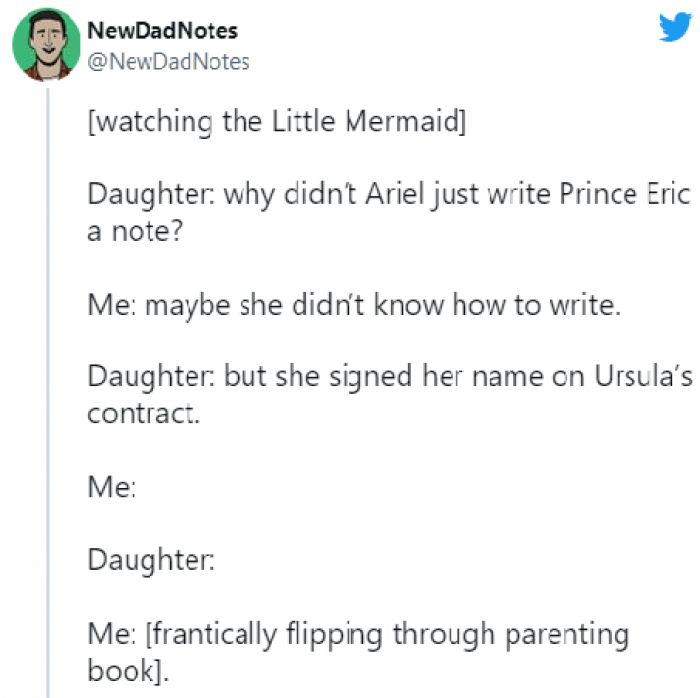 7. No parenting book can prepare you to answer such questions. This child is now banned from all Disney parks for being too nosy.