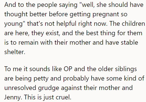 Sounds like the OP and other siblings hold some resentment toward their half-sister