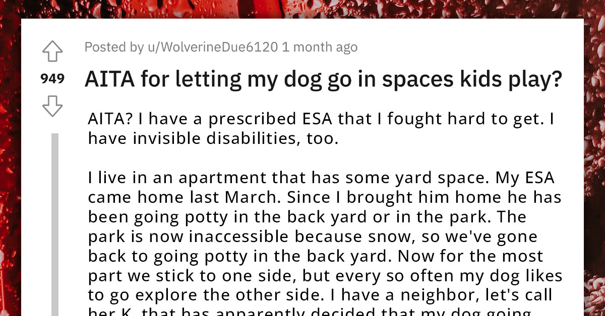 Redditor Takes The Heat From Neighbor Because Their Emotional Support Dog Goes Potty In The Shared Yard