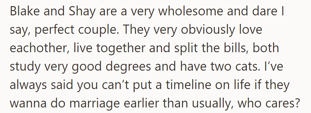 4. Blake and Shay, a perfect couple, marry early, displaying a strong bond and promising future.