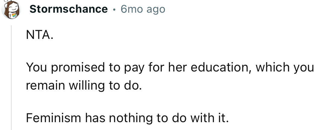 OP’s sister can get her share when she returns to school