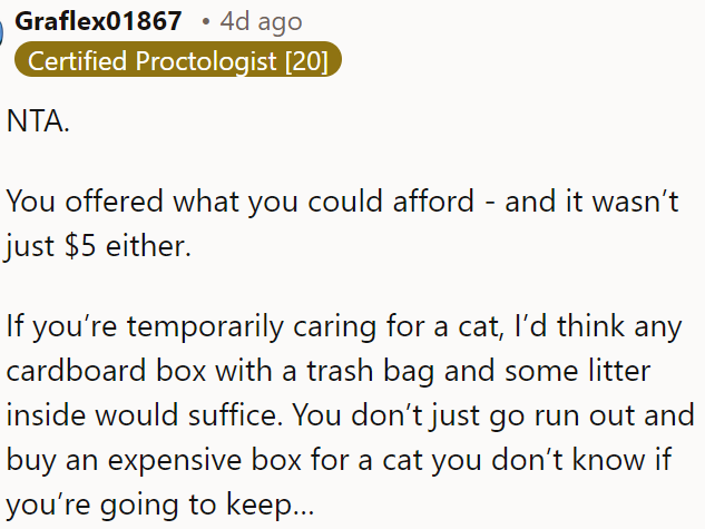 OP did what he could within his means.