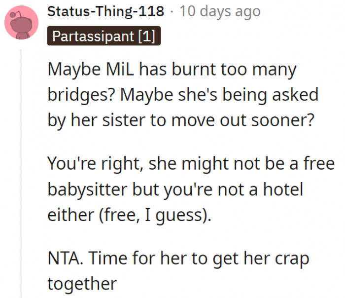 8. Maybe MIL has just run out of time with other family members.