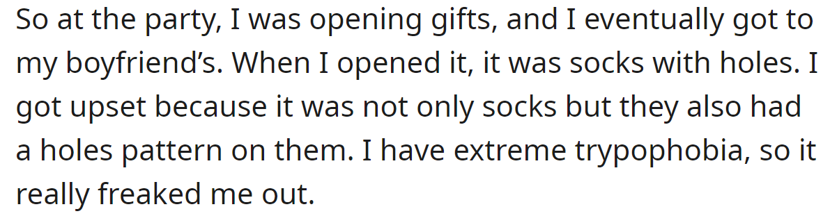 But her boyfriend's gift visibly shocked her: