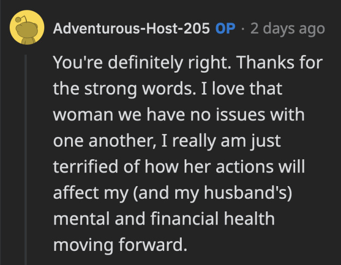 OP says she loves her MIL, but she is worried that indefinitely living with her will impact all of their mental and financial health.