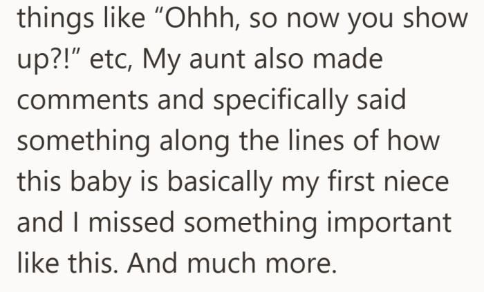 The tension did not stay subtle. A few relatives made it clear they believed she had skipped something important.