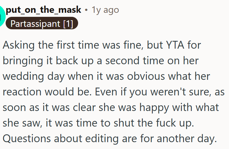 OP had to postpone discussions about editing.