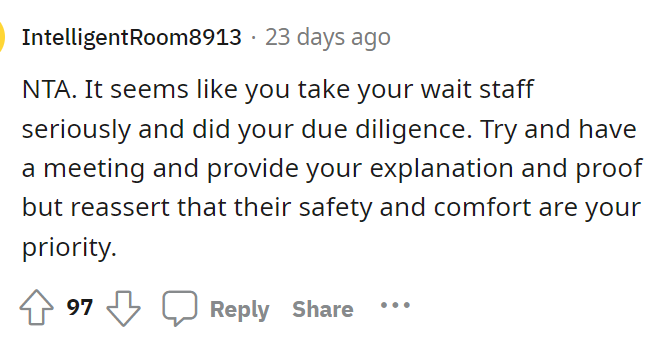 OP did her part, so we're not sure why the employee reacted the way she did and told others that OP didn't help when clearly she did.