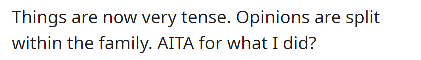 Family tensions rise with differing opinions about the incident. Scroll down to see what people had to say!