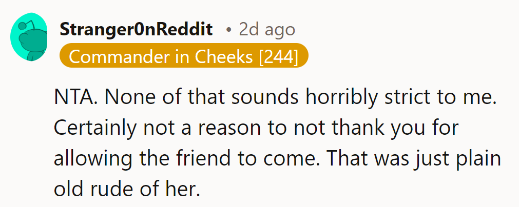 NTA. Not strict; just good parenting. Basic manners aren't too much to ask for!