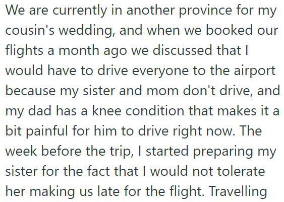 For the Upcoming Family Trip to Another Province, the OP Warned Her Sister to Be Ready on Time: