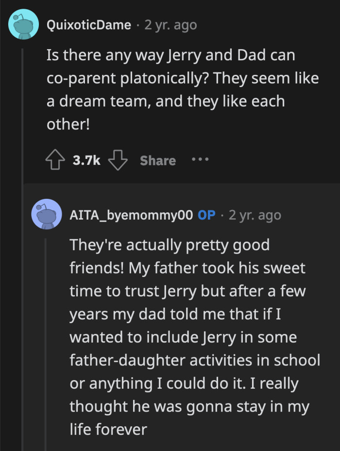 After some time passes, maybe OP, her dad, and Jerry can meet up together just to clear the air