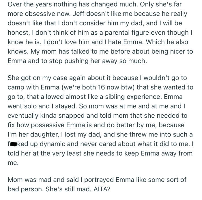 Over the next few years, things got worse. OP had no choice but to give mom a piece of her mind