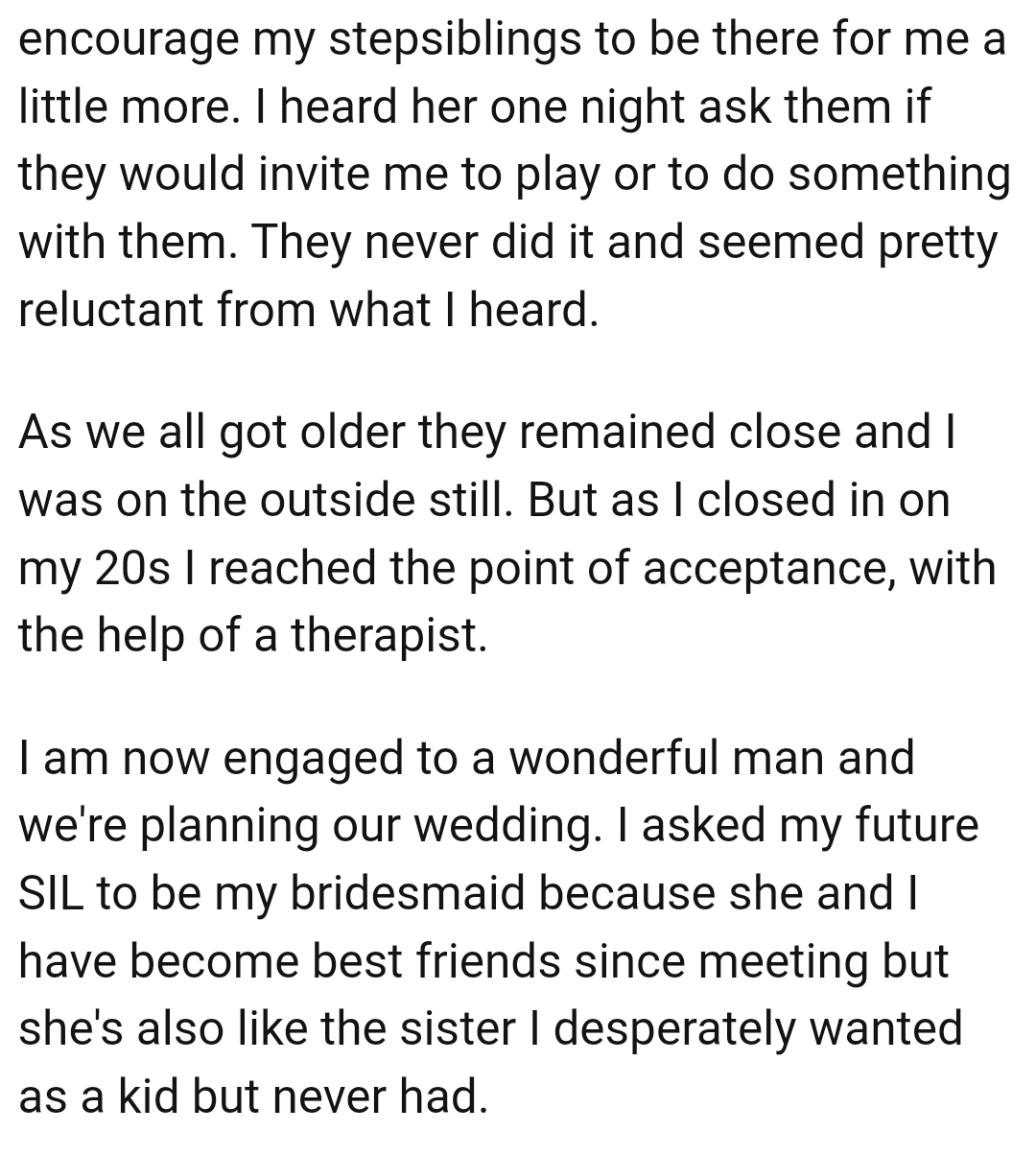 The OP Is Now Engaged to a Wonderful Man, and They Are Planning Their Wedding