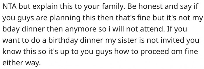 5. She should make her parents pick which event they want most.