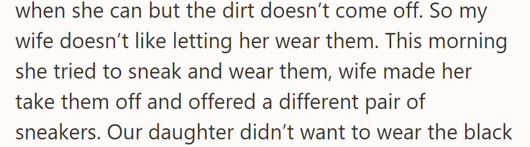 Despite cleaning, the red Air Force 1s stay dirty. OP's wife offered a different pair when she tried to wear them this morning.