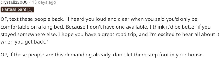 Some people gave advice to OP on how to respond to the situation or what they might do in this situation.