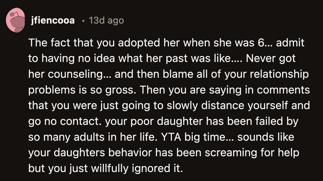 Do one decent thing for this girl and never speak to her again, OP.