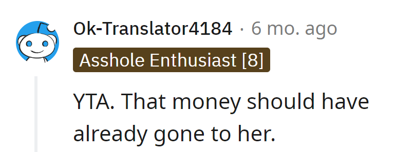 Free the funds, YTA! Let the money find its way back into her wallet.