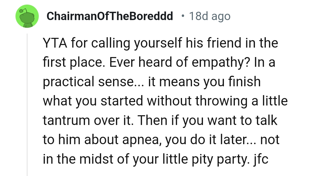 The OP should finish what she started