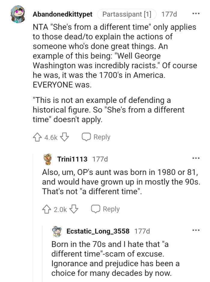 This is not an example of defending a historical figure