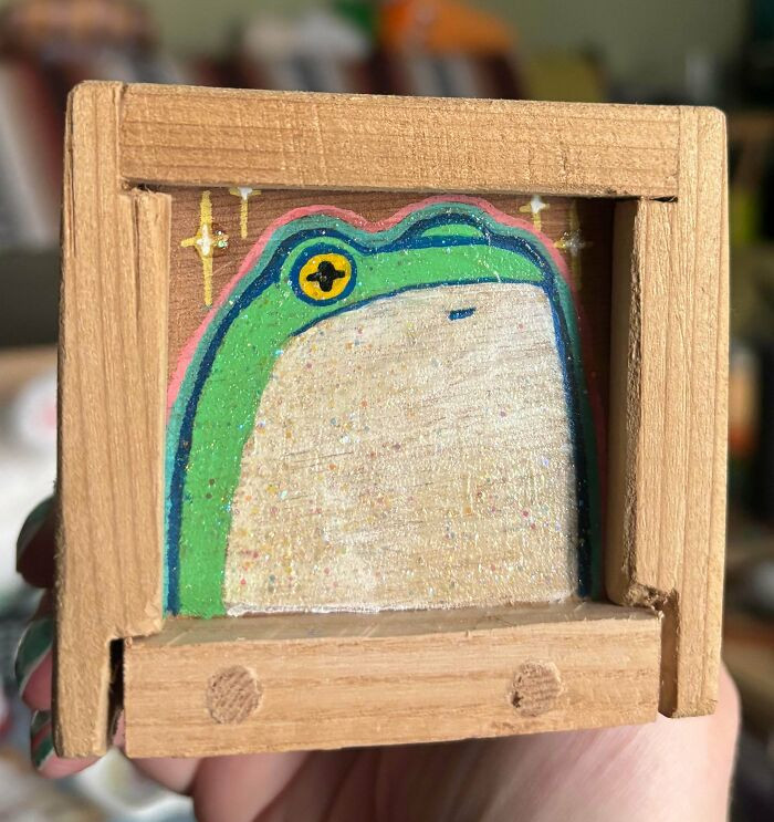 "I Made A Frog Box For A Friend (There Are Also Frog Earrings Inside)"