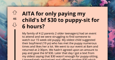 Is $60 Excessive for a Couple of Hours of Puppy-Sitting by Your Child's Boyfriend? Redditor in Dilemma