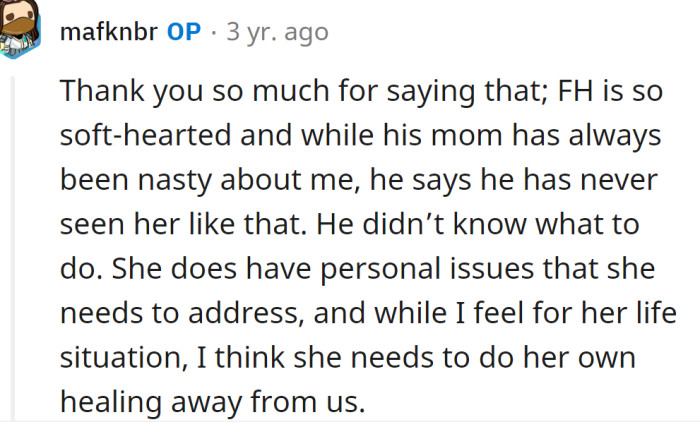 The OP added her point of view