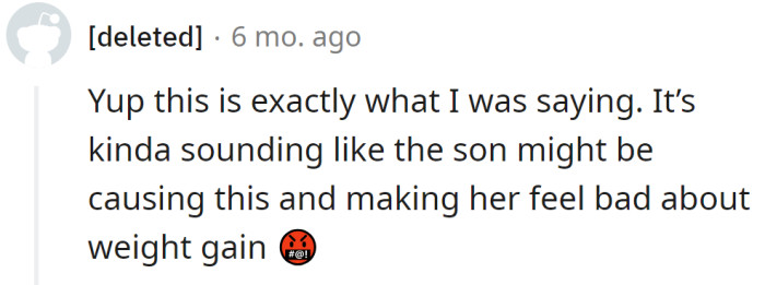 Another Redditor also thought that maybe her husband made her feel bad