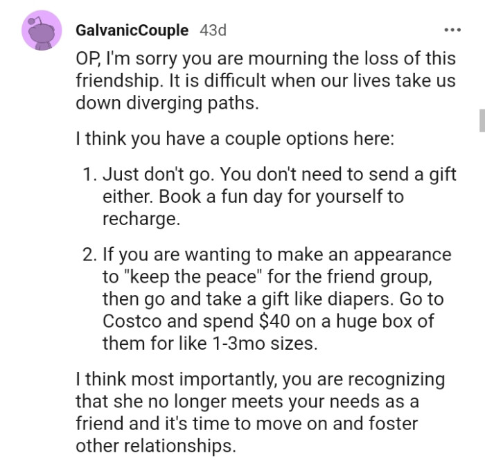 A list of the OP's options